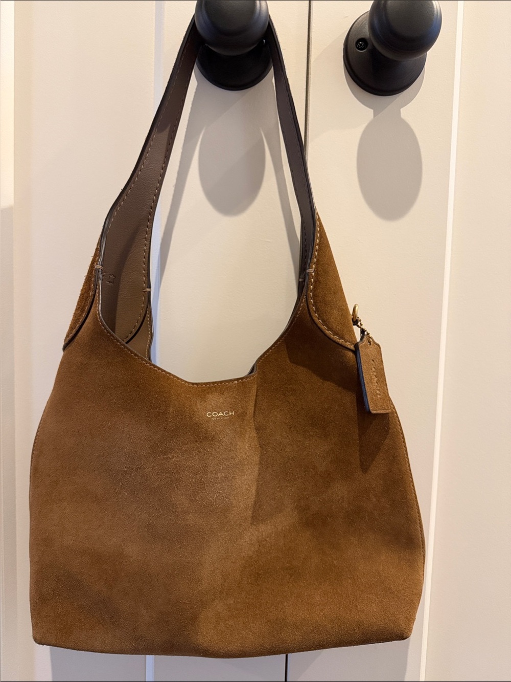 Coach Suede Hobo Bag in Brown/Tan